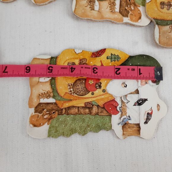 Christmas Corkboard Coasters 9pc Old St Nicholas Santa Clause Primitive Birds - Picture 11 of 12